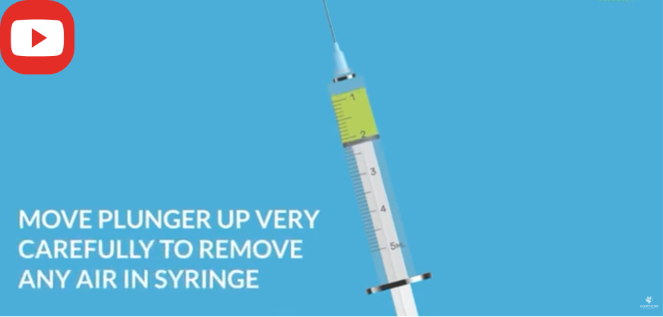 Move plunger up very carefully to remove any air in syringe